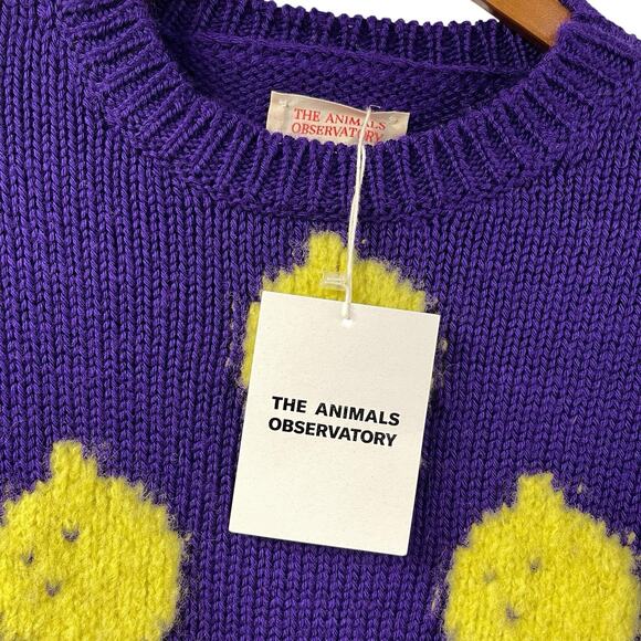 Lemon Sweater The Animals Observatory Arty Bull Size 10 Italian Yarn NWT - Picture 3 of 7